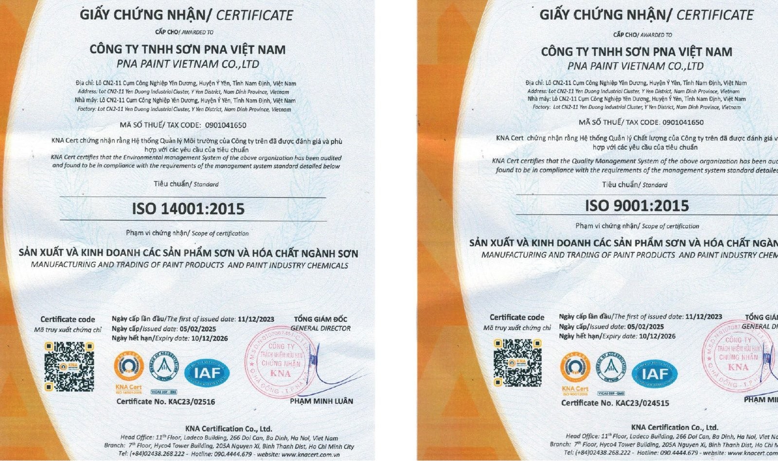 Chứng nhận ISO