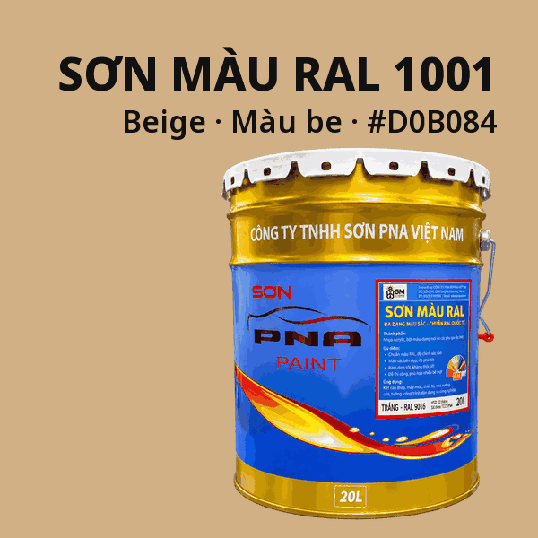 Sơn màu RAL 1001 Màu be (Beige) - pha theo hệ Epoxy, PU, Alkyd