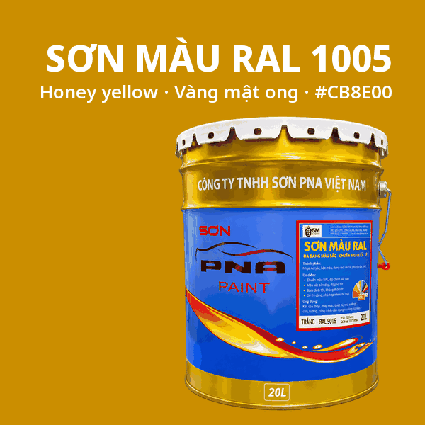 Sơn màu RAL 1005 Vàng mật ong (Honey yellow) - pha theo hệ Epoxy, PU, Alkyd