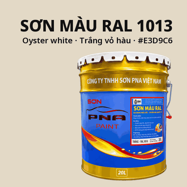 Sơn màu RAL 1013 Trắng vỏ hàu (Oyster white) - pha theo hệ Epoxy, PU, Alkyd
