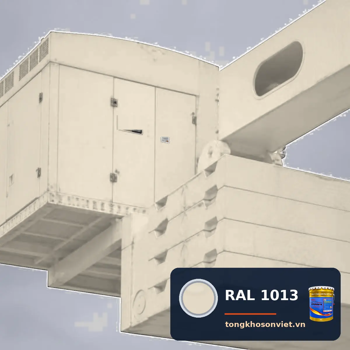 cần cẩu tháp, cầu trục công trường sơn phủ màu RAL 1013 Trắng vỏ hàu (Oyster white)