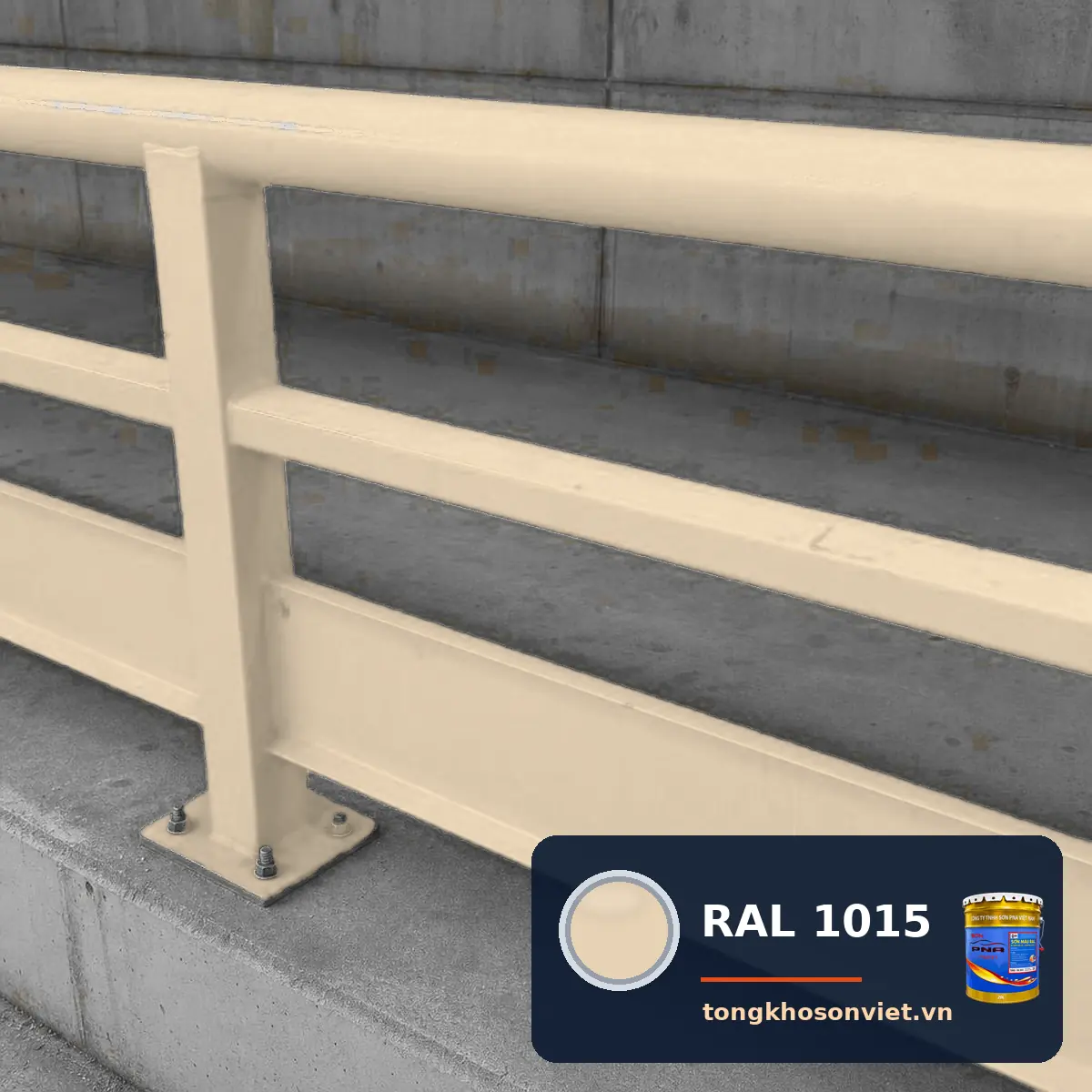 lan can, hàng rào thép nhà máy sơn phủ màu RAL 1015 Trắng ngà sáng (Light ivory)