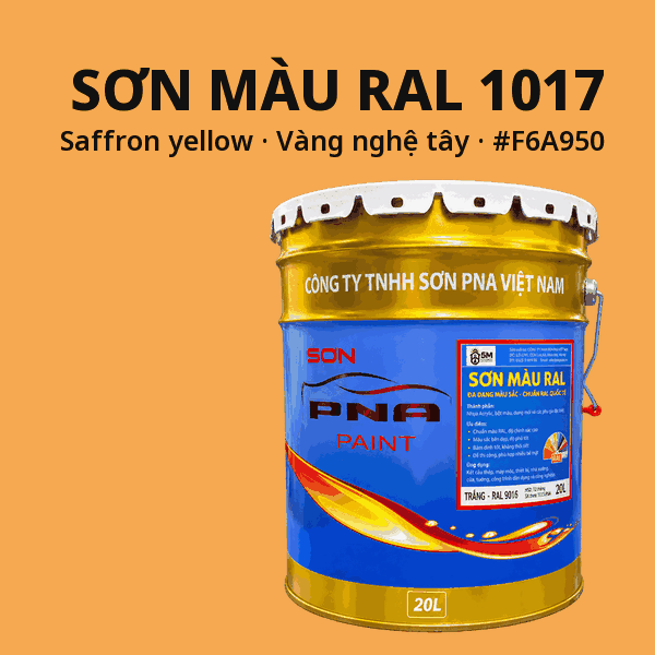 Sơn màu RAL 1017 Vàng nghệ tây (Saffron yellow) - pha theo hệ Epoxy, PU, Alkyd