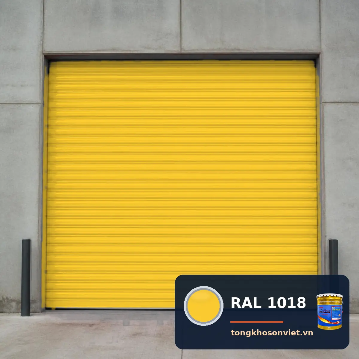 cửa cuốn – cửa thép nhà xưởng sơn phủ màu RAL 1018 Vàng kẽm (Zinc yellow)