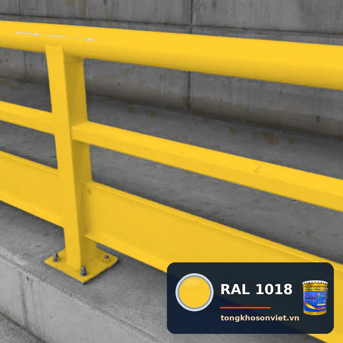 lan can, hàng rào thép nhà máy sơn phủ màu RAL 1018 Vàng kẽm (Zinc yellow)