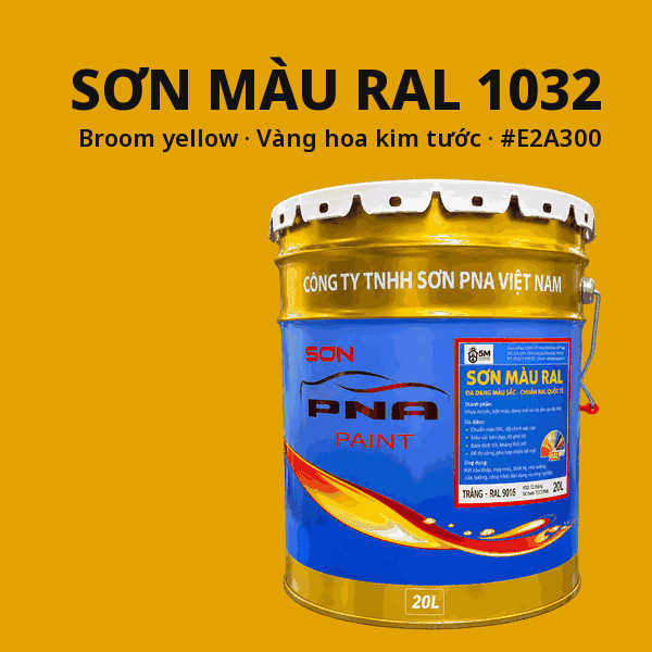 Sơn màu RAL 1032 Vàng hoa kim tước (Broom yellow) - pha theo hệ Epoxy, PU, Alkyd