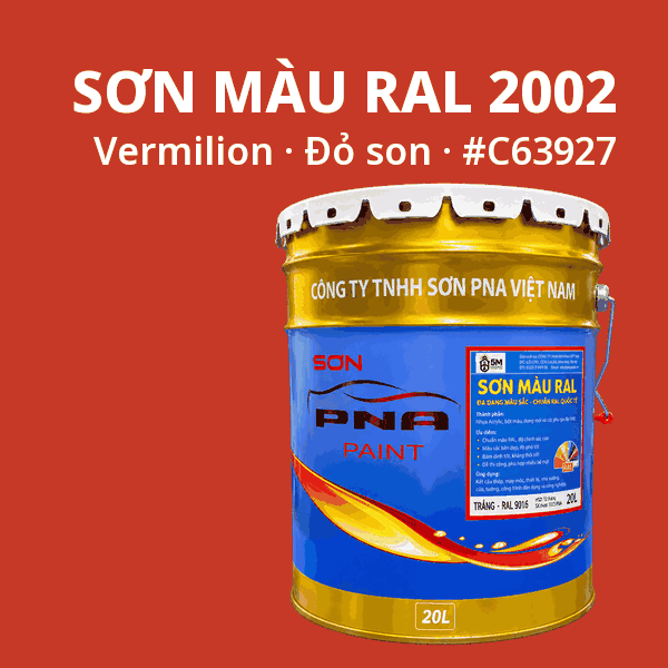 Sơn màu RAL 2002 Đỏ son (Vermilion) - pha theo hệ Epoxy, PU, Alkyd