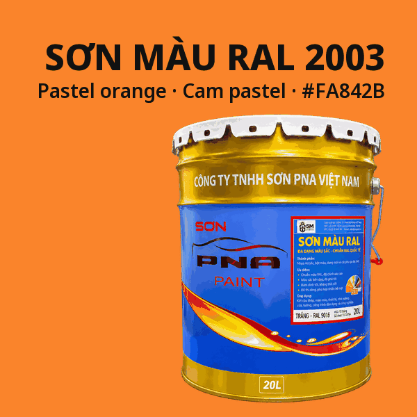 Sơn màu RAL 2003 Cam pastel (Pastel orange) - pha theo hệ Epoxy, PU, Alkyd
