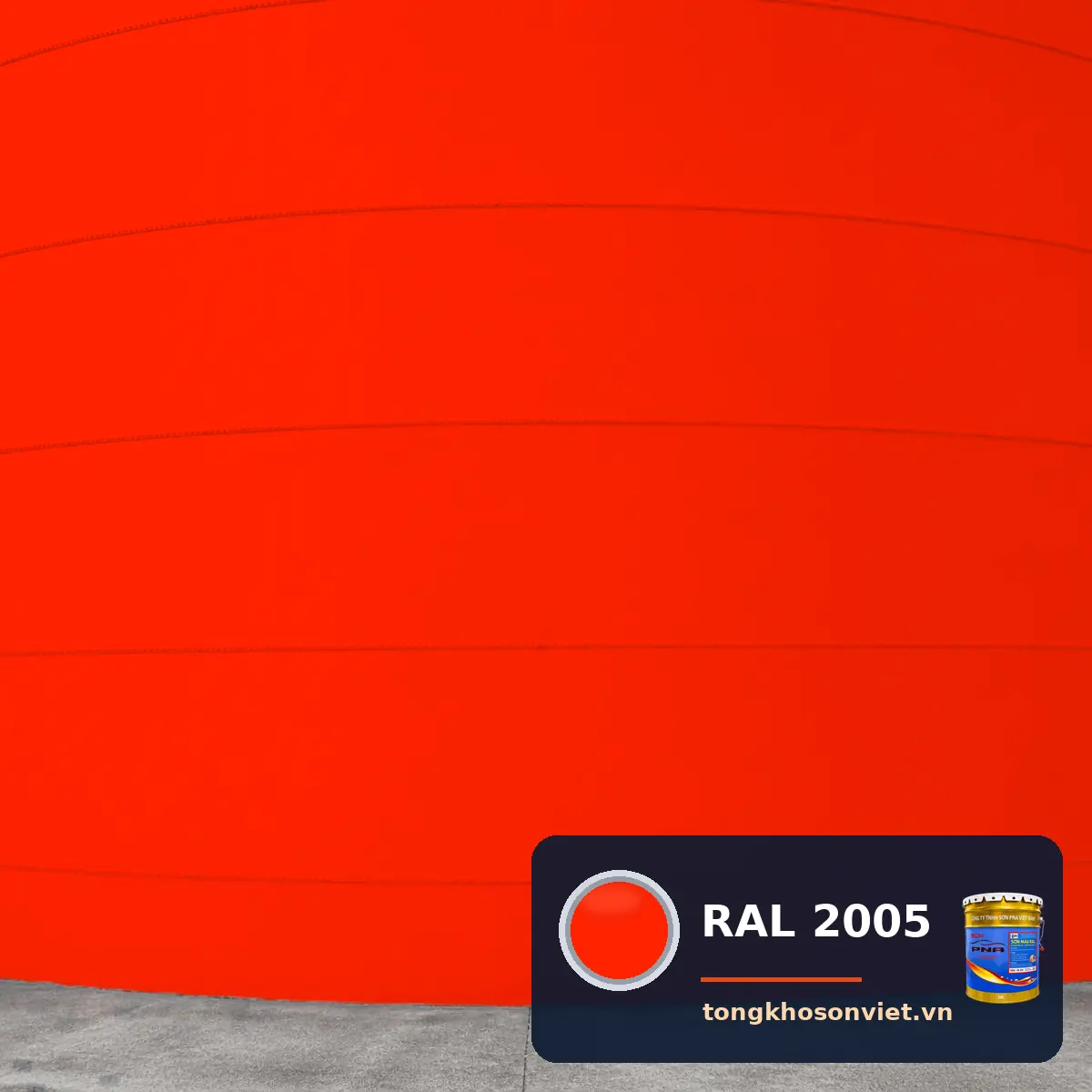 silo – bồn chứa nhà máy sơn phủ màu RAL 2005 Cam phát quang (Luminous orange)
