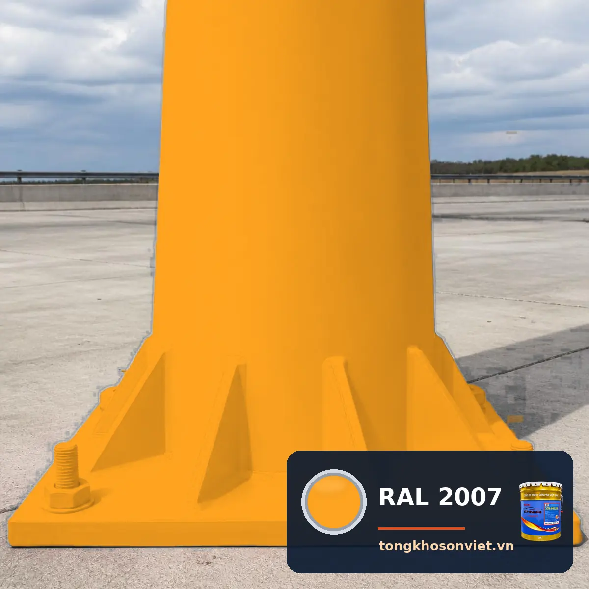 cột đèn cao áp, cột thép – trụ ăng ten sơn phủ màu RAL 2007 Cam phát quang tươi (Luminous bright orange)