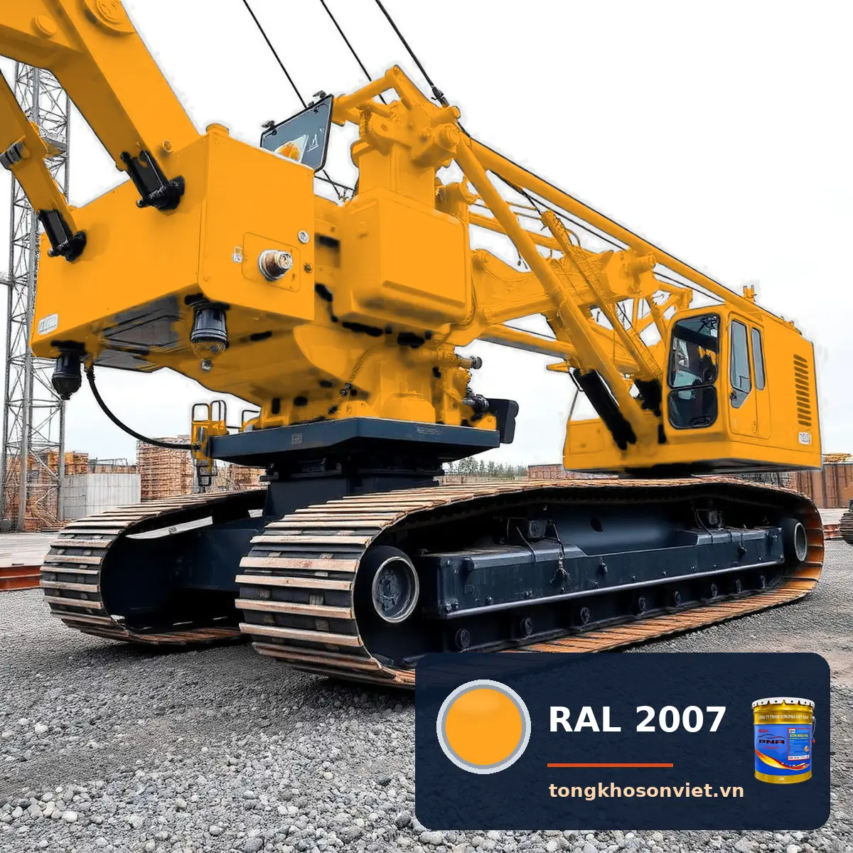 máy xúc – máy công trình tại công trường sơn phủ màu RAL 2007 Cam phát quang tươi (Luminous bright orange)