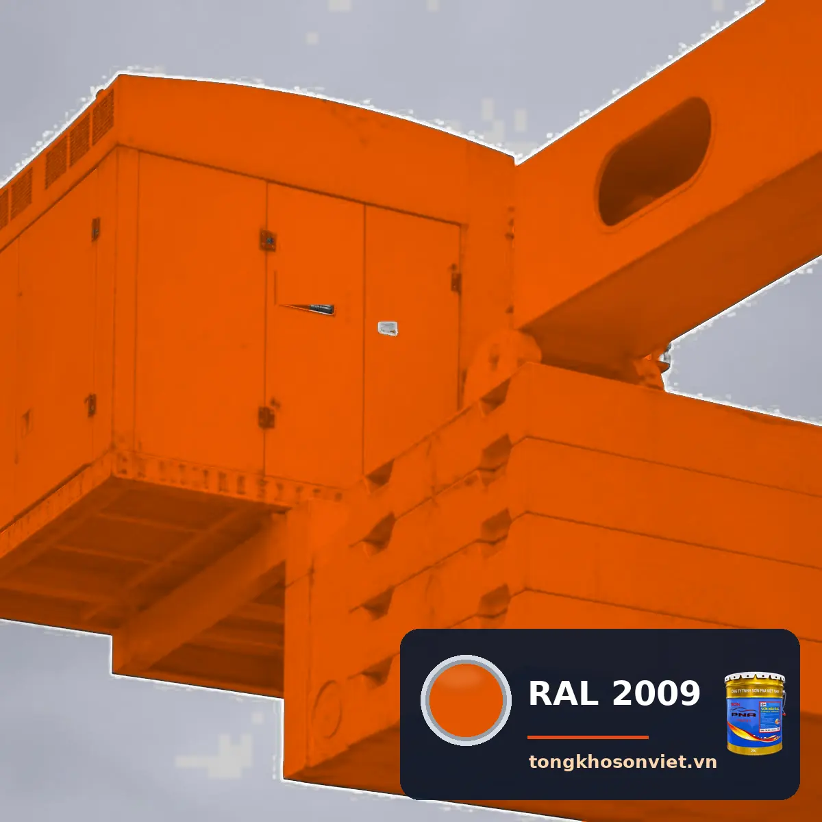 cần cẩu tháp, cầu trục công trường sơn phủ màu RAL 2009 Cam giao thông (Traffic orange)