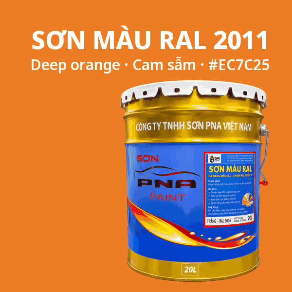 Sơn màu RAL 2011 Cam sẫm (Deep orange) - pha theo hệ Epoxy, PU, Alkyd