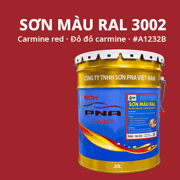 Sơn màu RAL 3002 Đỏ đỏ carmine (Carmine red) - pha theo hệ Epoxy, PU, Alkyd