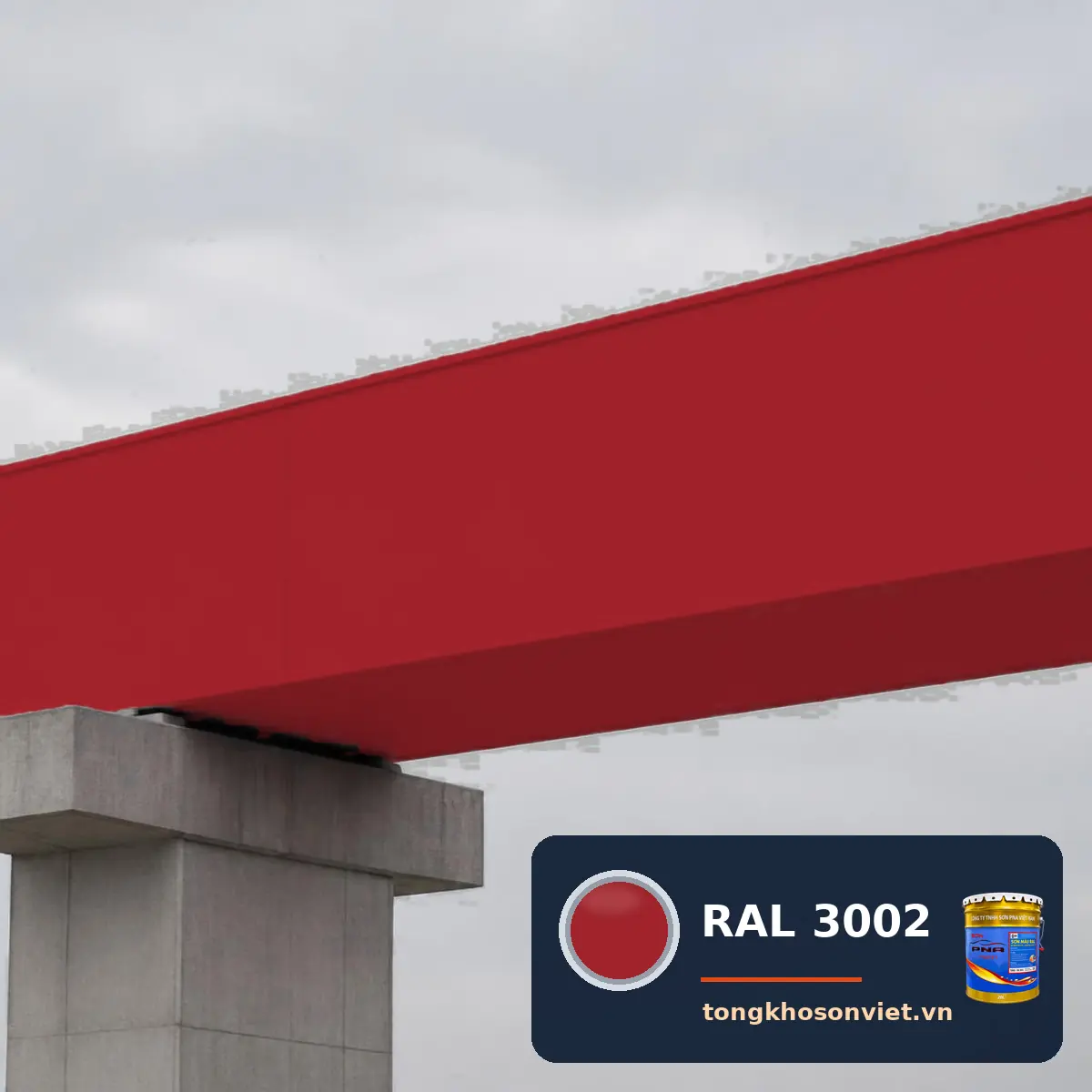 cầu thép – cầu bộ hành ngoài trời sơn phủ màu RAL 3002 Đỏ đỏ carmine (Carmine red)