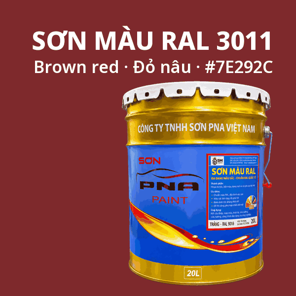 Sơn màu RAL 3011 Đỏ nâu (Brown red) - pha theo hệ Epoxy, PU, Alkyd