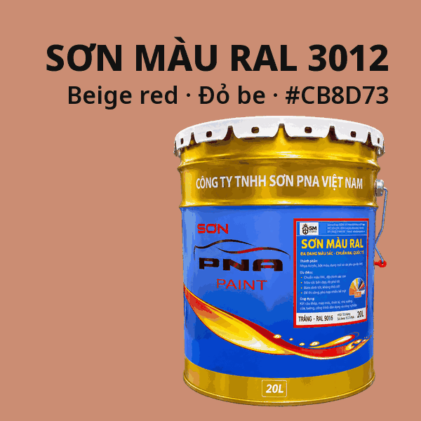 Sơn màu RAL 3012 Đỏ be (Beige red) - pha theo hệ Epoxy, PU, Alkyd