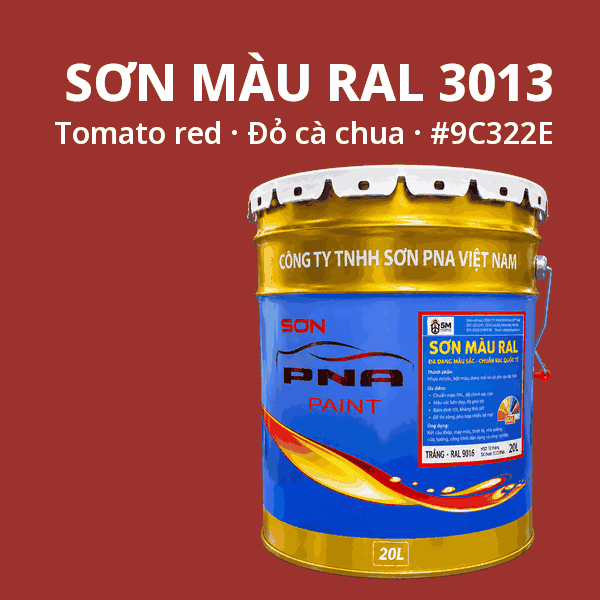 Sơn màu RAL 3013 Đỏ cà chua (Tomato red) - pha theo hệ Epoxy, PU, Alkyd