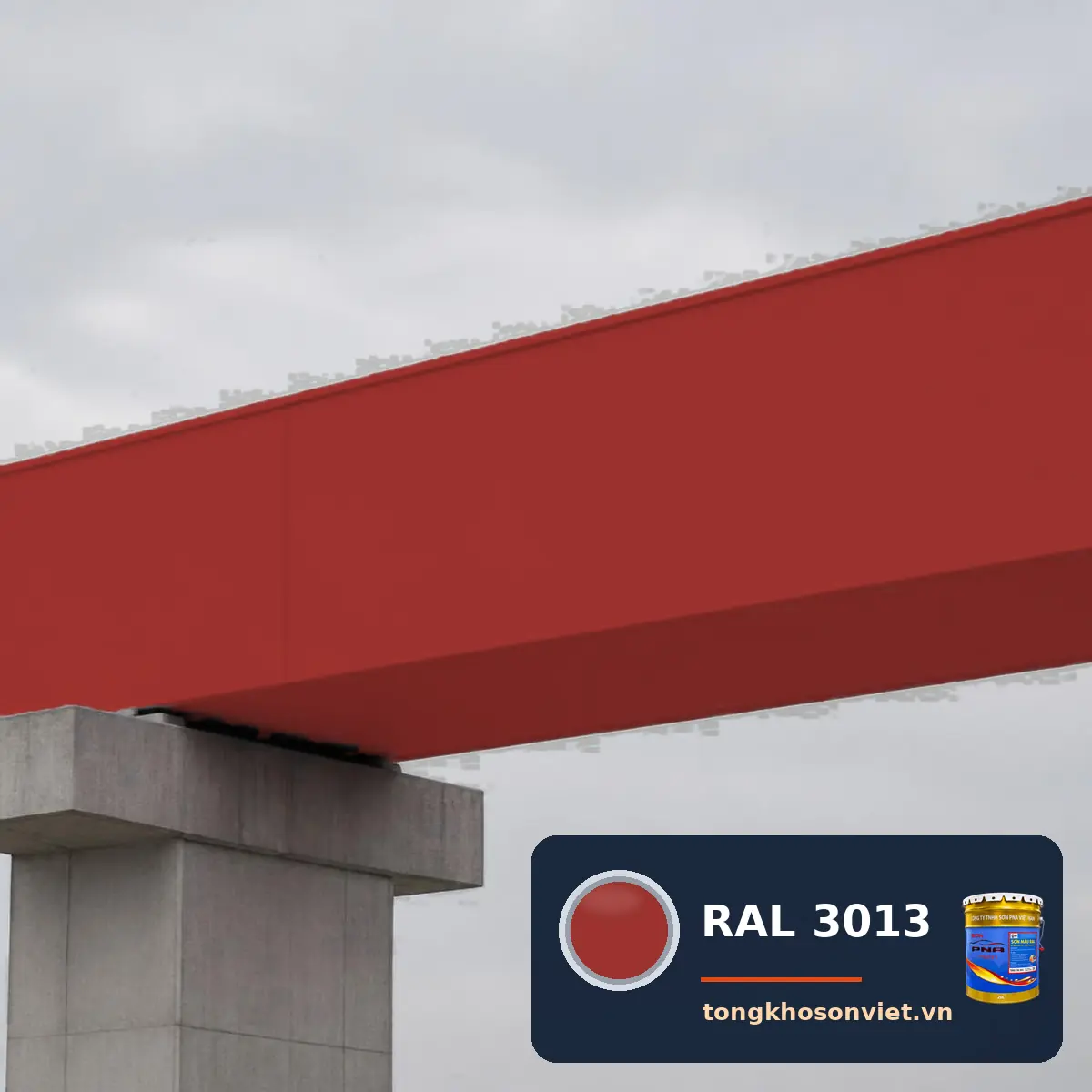 cầu thép – cầu bộ hành ngoài trời sơn phủ màu RAL 3013 Đỏ cà chua (Tomato red)