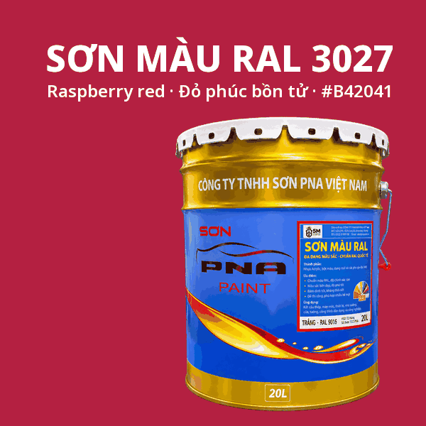 Sơn màu RAL 3027 Đỏ phúc bồn tử (Raspberry red) - pha theo hệ Epoxy, PU, Alkyd