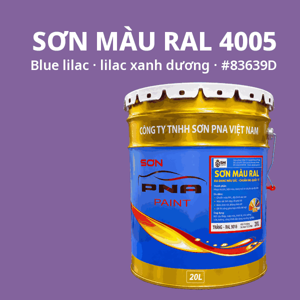 Sơn màu RAL 4005 lilac xanh dương (Blue lilac) - pha theo hệ Epoxy, PU, Alkyd