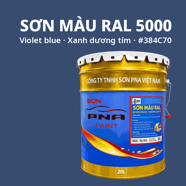 Sơn màu RAL 5000 Xanh dương tím (Violet blue) - pha theo hệ Epoxy, PU, Alkyd