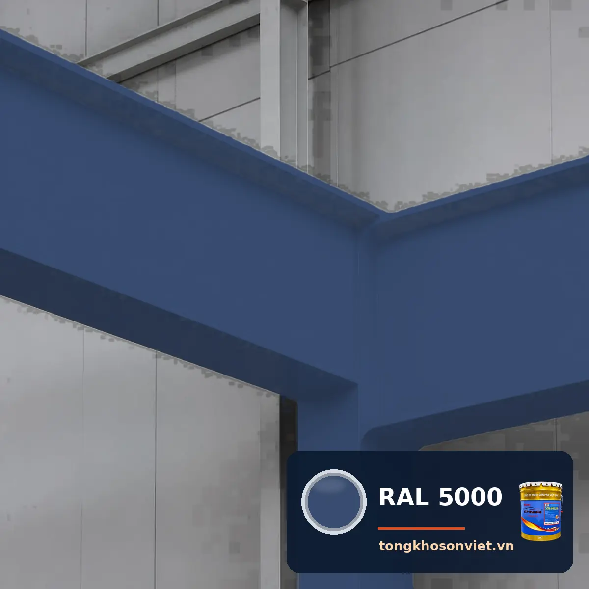 giàn thép mái nhịp lớn trong nhà xưởng sơn phủ màu RAL 5000 Xanh dương tím (Violet blue)
