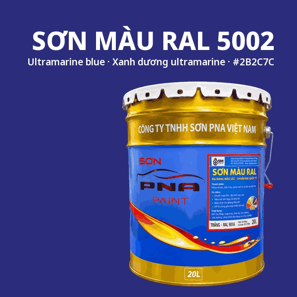 Sơn màu RAL 5002 Xanh dương ultramarine (Ultramarine blue) - pha theo hệ Epoxy, PU, Alkyd