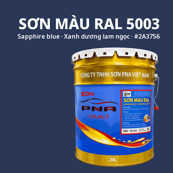 Sơn màu RAL 5003 Xanh dương lam ngọc (Sapphire blue) - pha theo hệ Epoxy, PU, Alkyd