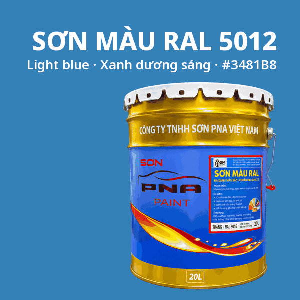 Sơn màu RAL 5012 Xanh dương sáng (Light blue) - pha theo hệ Epoxy, PU, Alkyd