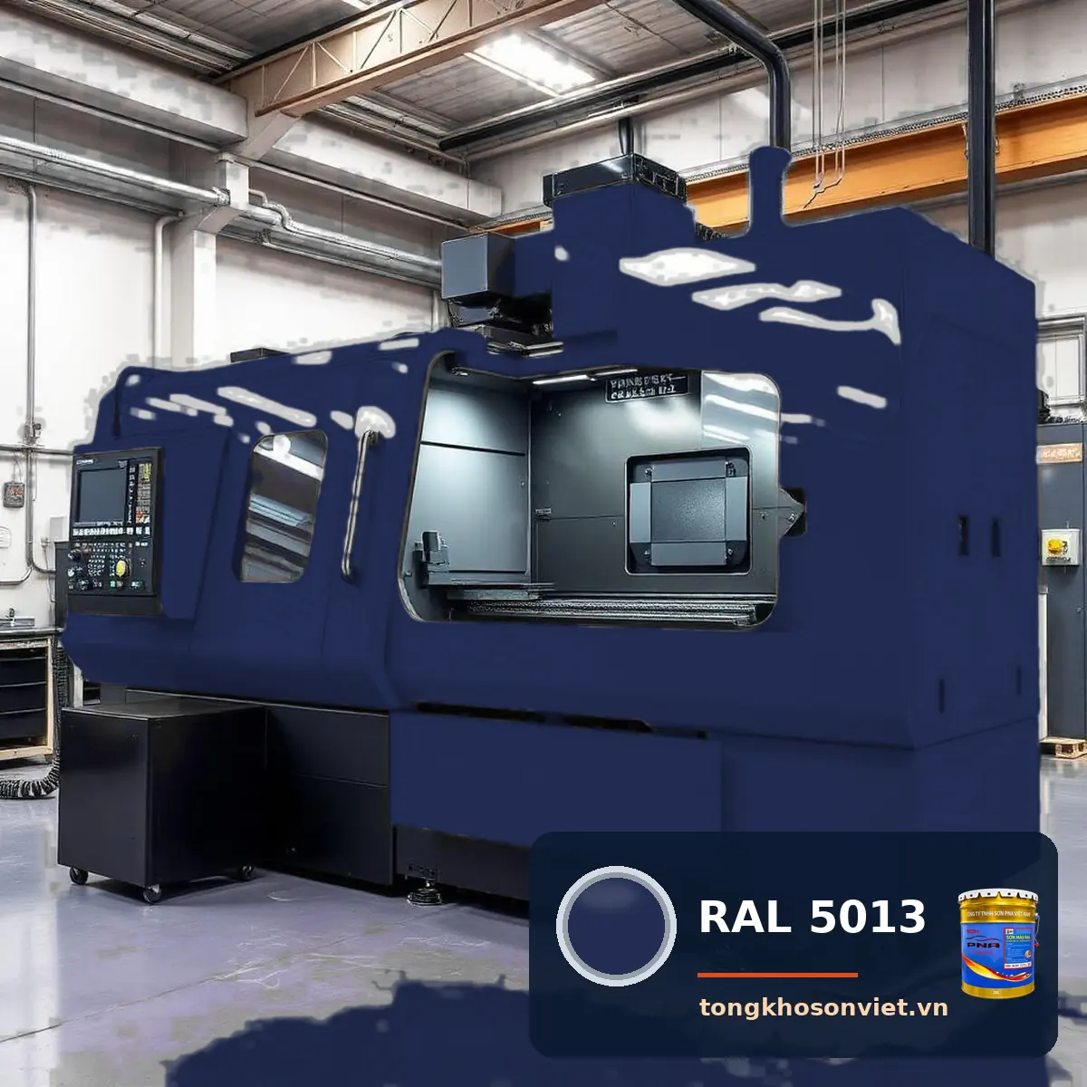 máy công cụ – vỏ máy CNC trong nhà xưởng sơn phủ màu RAL 5013 Xanh dương cobalt (Cobalt blue)
