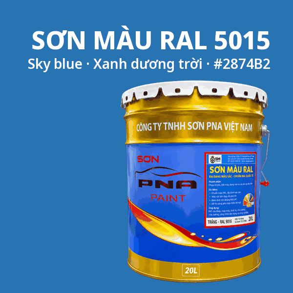Sơn màu RAL 5015 Xanh dương trời (Sky blue) - pha theo hệ Epoxy, PU, Alkyd