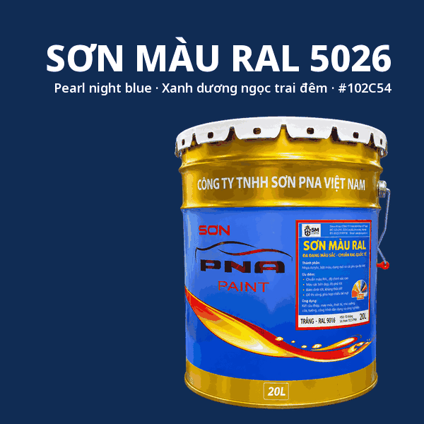 Sơn màu RAL 5026 Xanh dương ngọc trai đêm (Pearl night blue) - pha theo hệ Epoxy, PU, Alkyd
