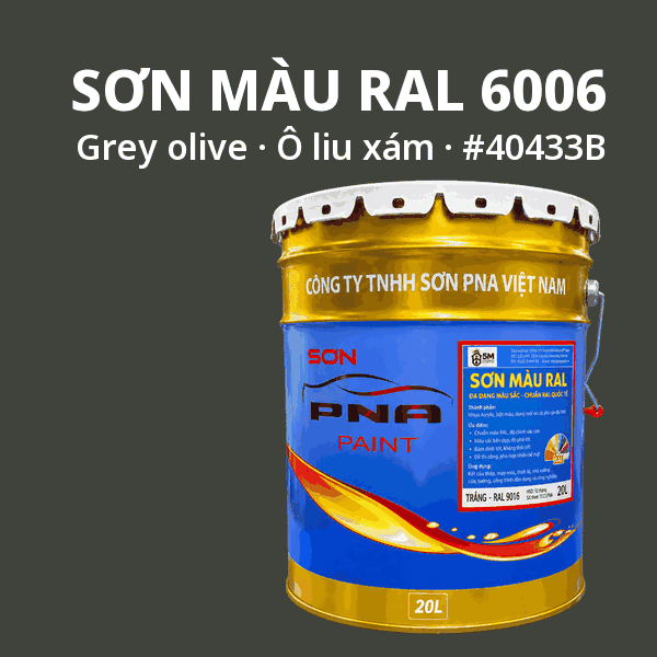 Sơn màu RAL 6006 Ô liu xám (Grey olive) - pha theo hệ Epoxy, PU, Alkyd