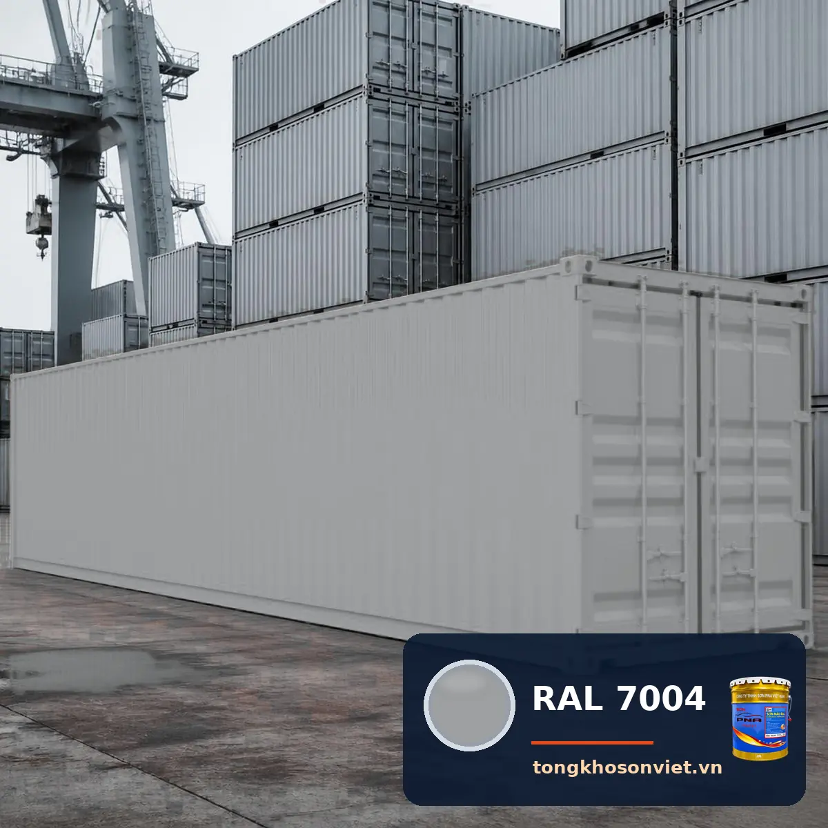 container – thùng xe, vỏ thép sóng sơn phủ màu RAL 7004 Xám tín hiệu (Signal grey)