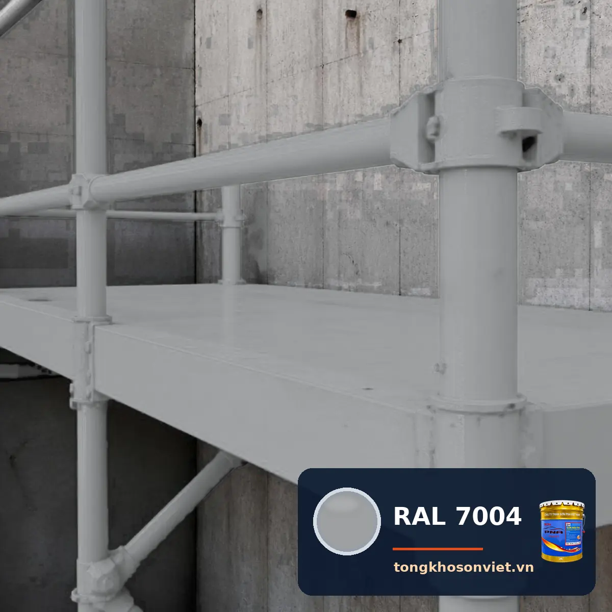 giàn giáo, sàn thao tác thép ngoài trời sơn phủ màu RAL 7004 Xám tín hiệu (Signal grey)