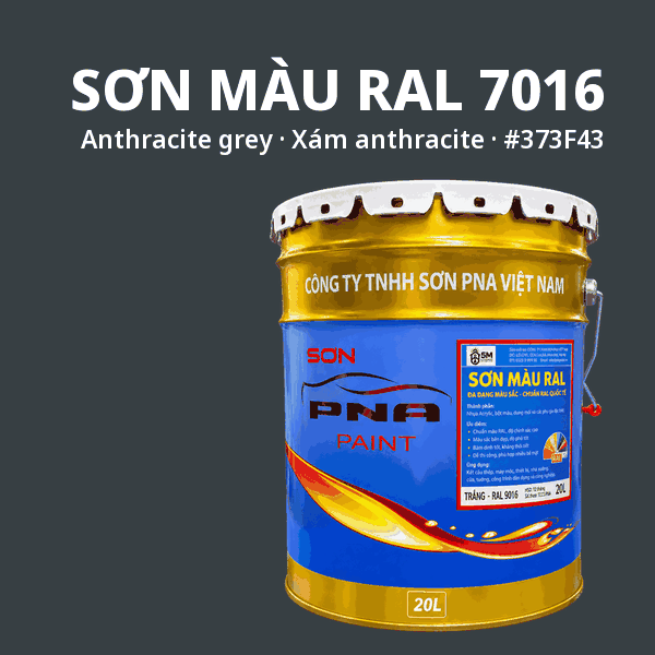 Sơn màu RAL 7016 Xám anthracite (Anthracite grey) - pha theo hệ Epoxy, PU, Alkyd