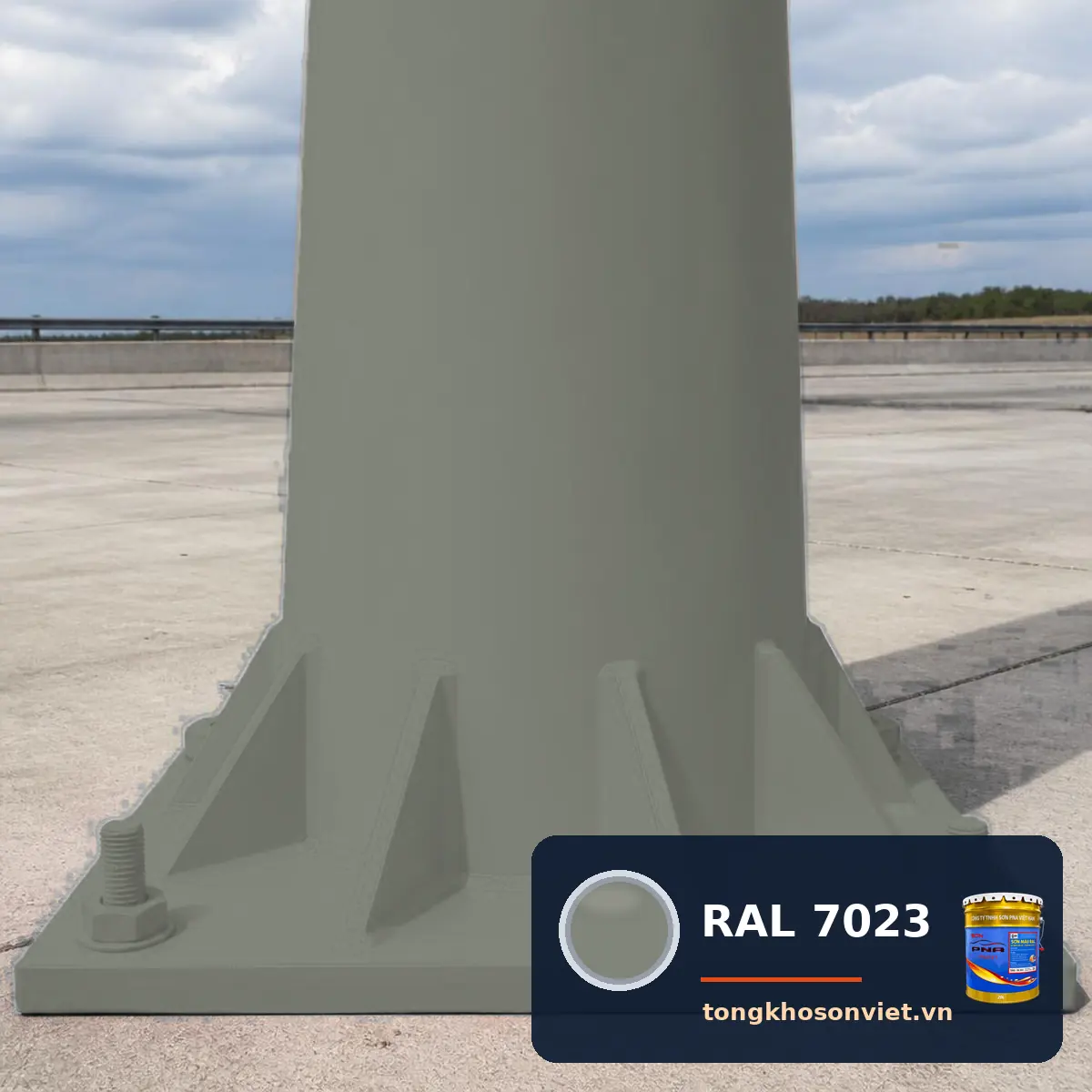cột đèn cao áp, cột thép – trụ ăng ten sơn phủ màu RAL 7023 Xám bê tông (Concrete grey)