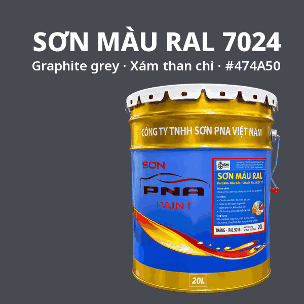 Sơn màu RAL 7024 Xám than chì (Graphite grey) - pha theo hệ Epoxy, PU, Alkyd