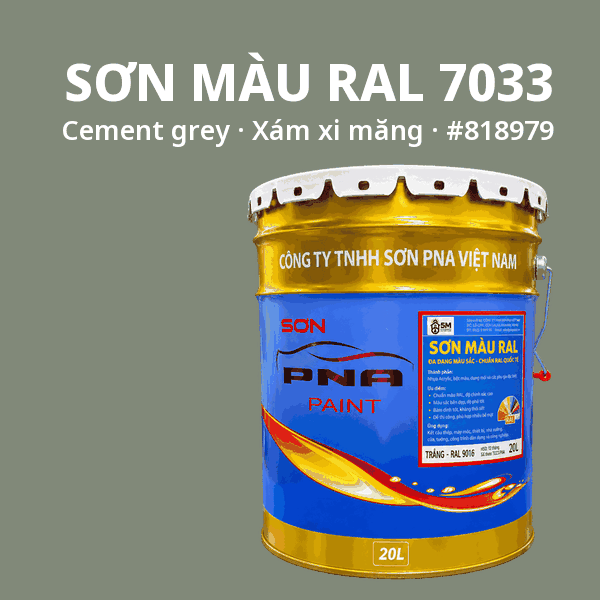 Sơn màu RAL 7033 Xám xi măng (Cement grey) - pha theo hệ Epoxy, PU, Alkyd