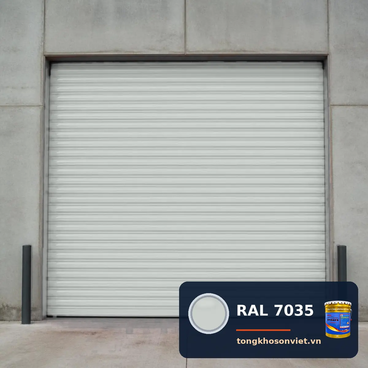 cửa cuốn – cửa thép nhà xưởng sơn phủ màu RAL 7035 Xám sáng (Light grey)
