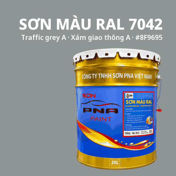 Sơn màu RAL 7042 Xám giao thông A (Traffic grey A) - pha theo hệ Epoxy, PU, Alkyd