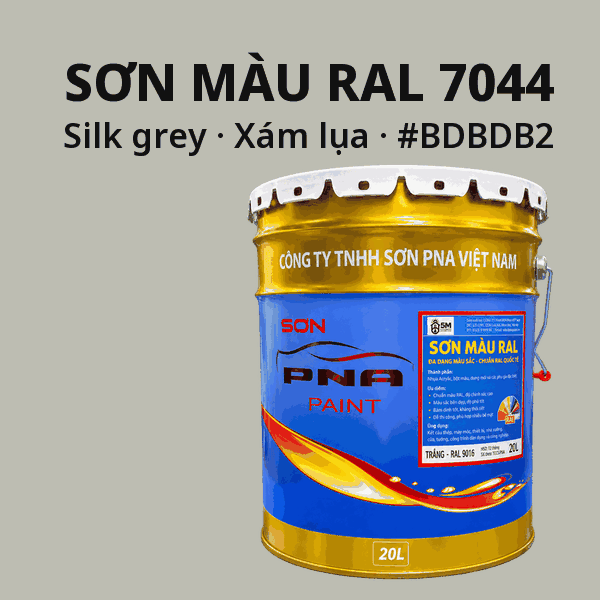 Sơn màu RAL 7044 Xám lụa (Silk grey) - pha theo hệ Epoxy, PU, Alkyd