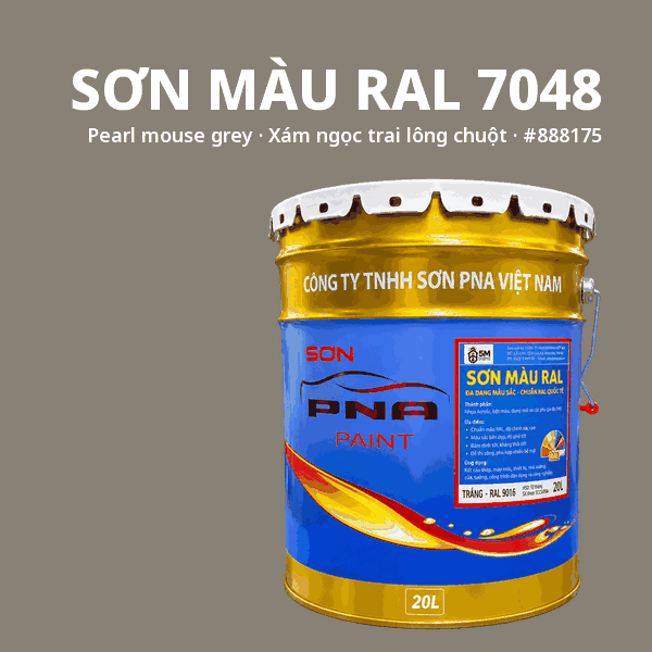 Sơn màu RAL 7048 Xám ngọc trai lông chuột (Pearl mouse grey) - pha theo hệ Epoxy, PU, Alkyd