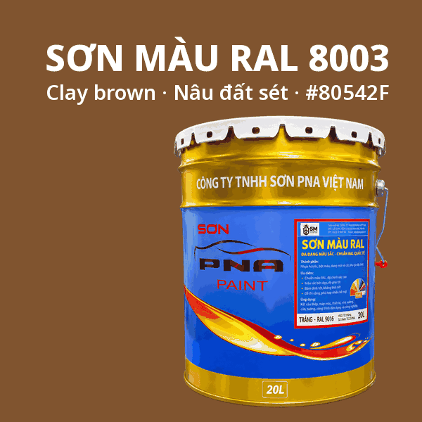 Sơn màu RAL 8003 Nâu đất sét (Clay brown) - pha theo hệ Epoxy, PU, Alkyd