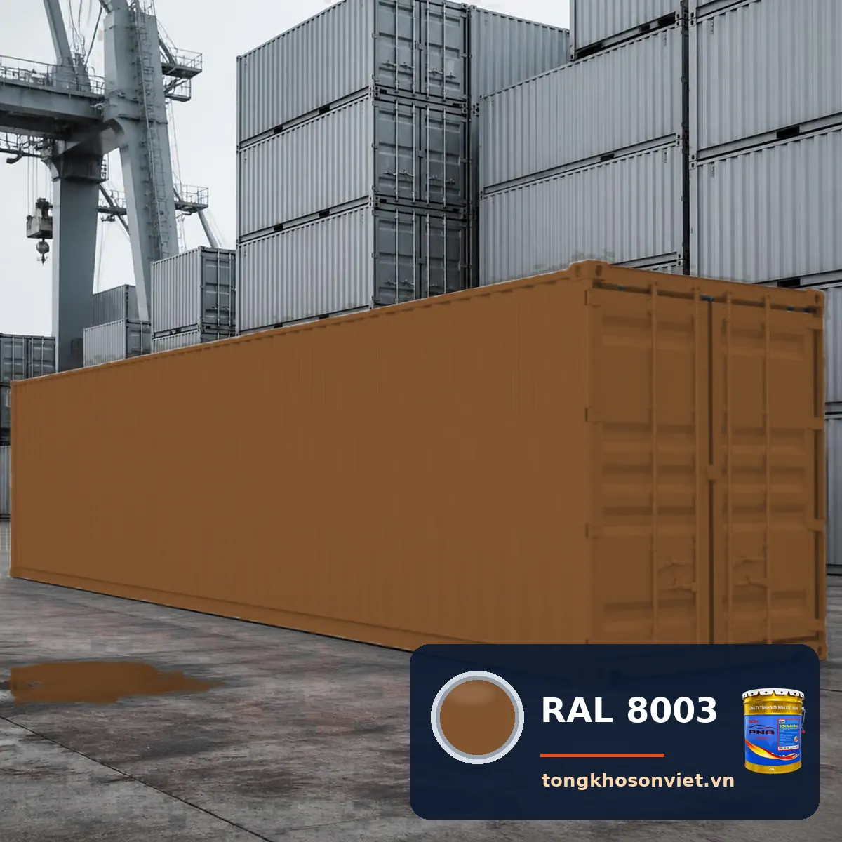 container – thùng xe, vỏ thép sóng sơn phủ màu RAL 8003 Nâu đất sét (Clay brown)