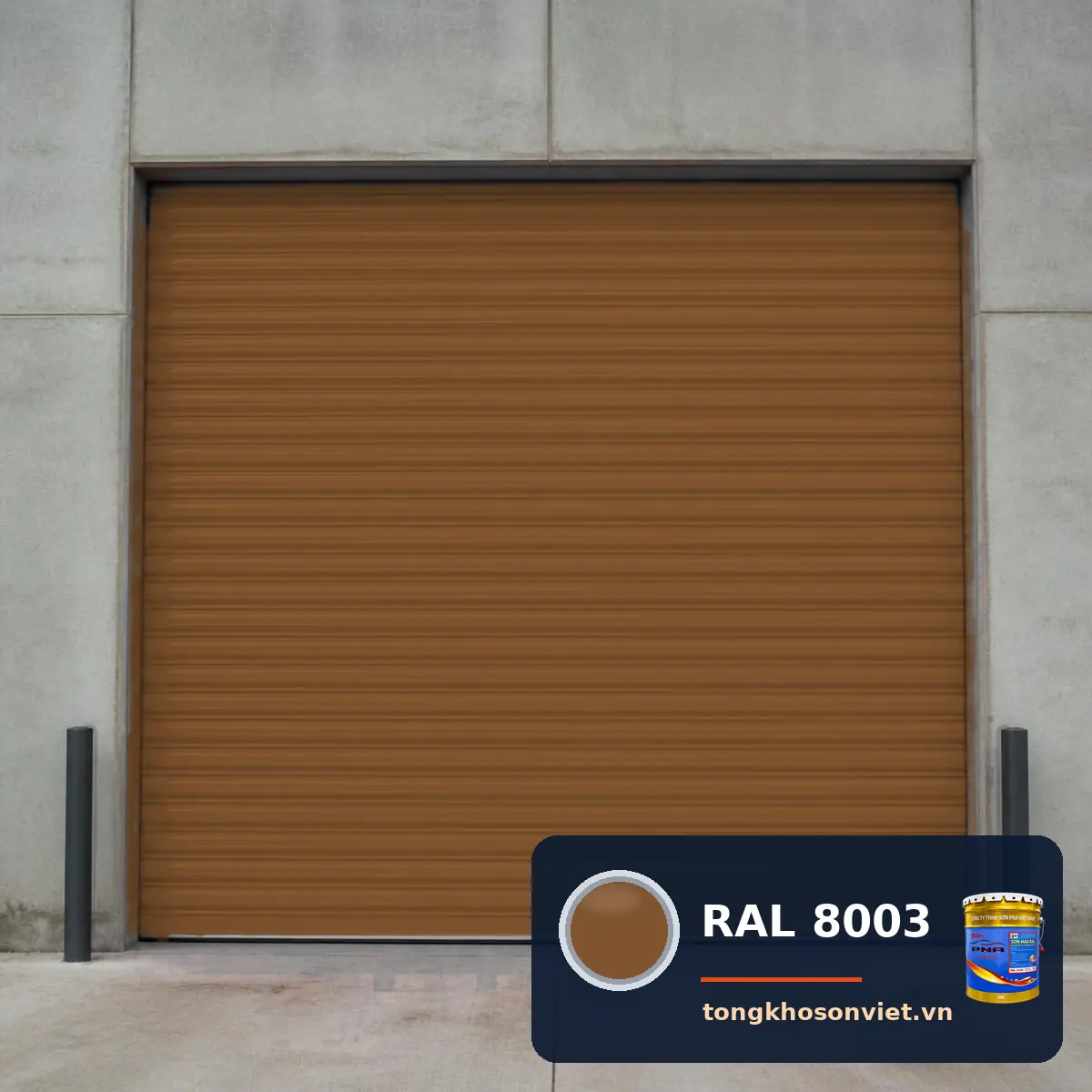 cửa cuốn – cửa thép nhà xưởng sơn phủ màu RAL 8003 Nâu đất sét (Clay brown)
