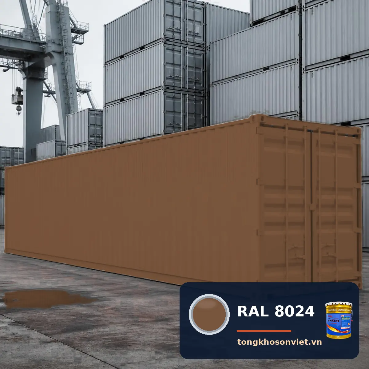container – thùng xe, vỏ thép sóng sơn phủ màu RAL 8024 Nâu be (Beige brown)