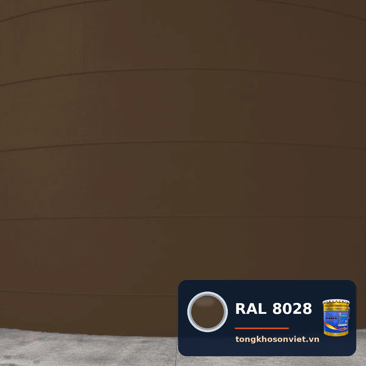 silo – bồn chứa nhà máy sơn phủ màu RAL 8028 Nâu terra (Terra brown)