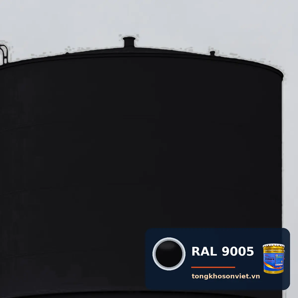 tháp bồn nước trên chân thép ngoài trời sơn phủ màu RAL 9005 Đen tuyền (Jet black)